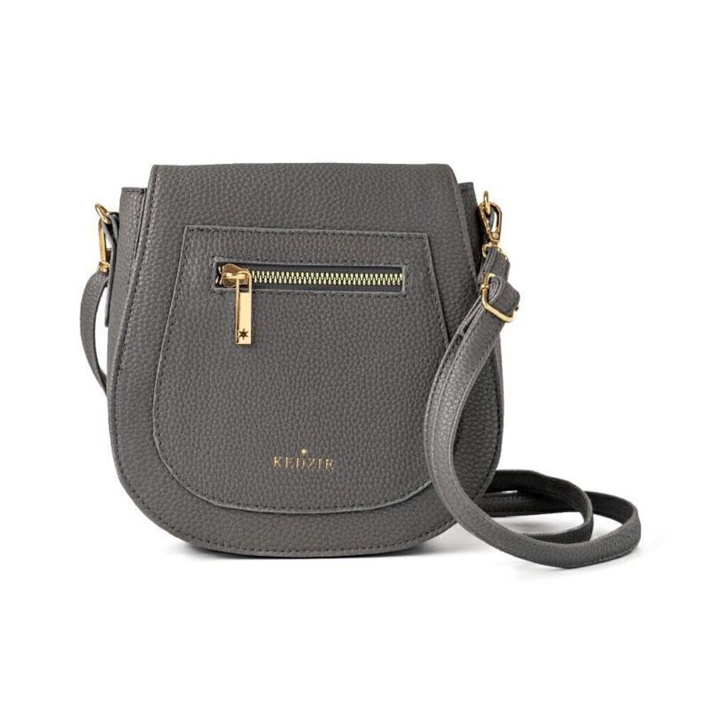 KEDZIE Grey Camden Messenger Crossbody Vegan Leather Bag
